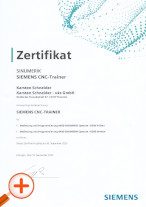 Re-Zertifizierung durch Siemens AG "Zertifizierter Siemens CNC-Trainer" (seit 2011)